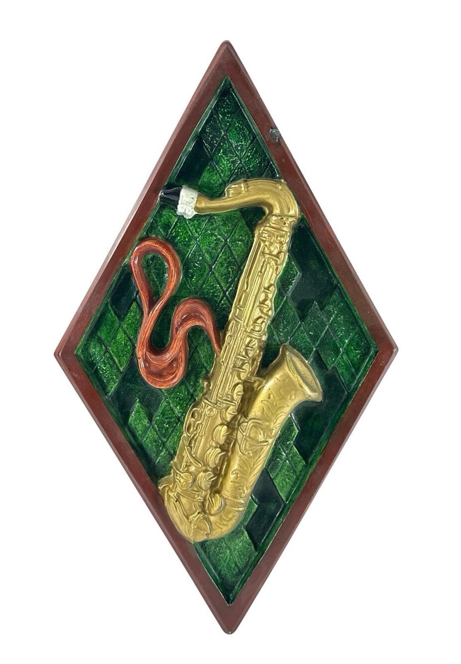 Vintage 1977 Plaster Saxophone Wall Plaque 17” 3D Jazz Music Retro Decor